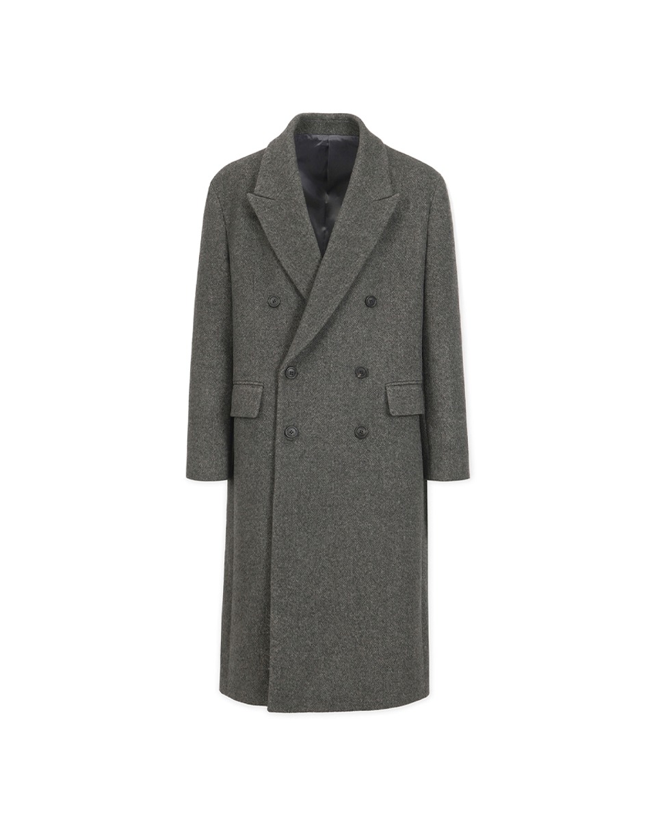 Cashmere Blend Double Breasted Coat_Dark Grey